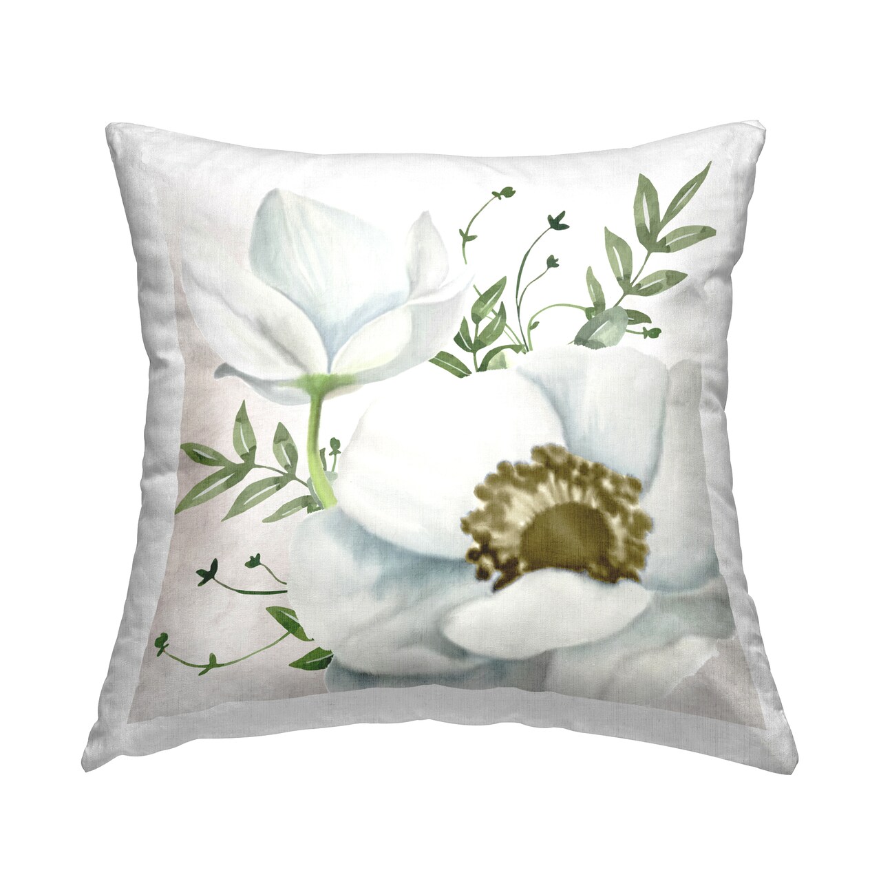 Magnolia & Leaf Sprigs Decorative Printed Throw Pillow Design by Kim Allen, 18 x 7 x 18
